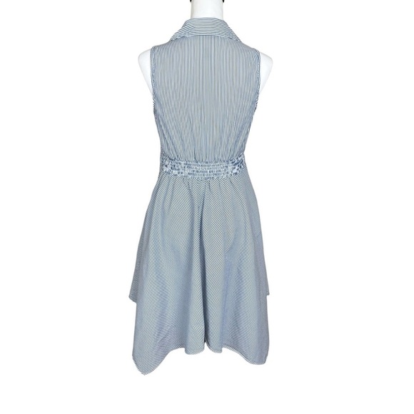 INC Blue White Size 6 Sleeveless Handkerchief Shirtdress Preppy Nautical Spring - Picture 6 of 10
